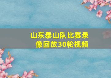 山东泰山队比赛录像回放30轮视频