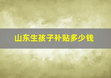 山东生孩子补贴多少钱