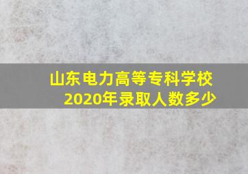 山东电力高等专科学校2020年录取人数多少