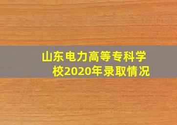 山东电力高等专科学校2020年录取情况