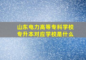 山东电力高等专科学校专升本对应学校是什么