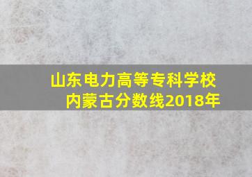 山东电力高等专科学校内蒙古分数线2018年