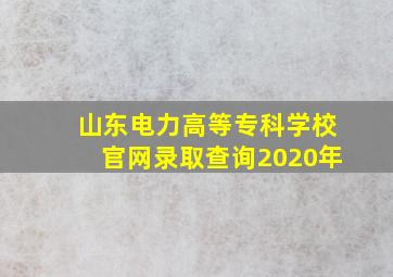 山东电力高等专科学校官网录取查询2020年