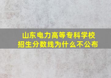 山东电力高等专科学校招生分数线为什么不公布