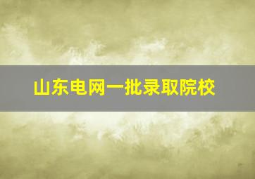 山东电网一批录取院校