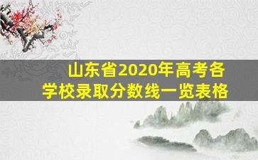 山东省2020年高考各学校录取分数线一览表格