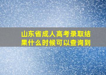 山东省成人高考录取结果什么时候可以查询到