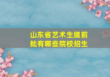 山东省艺术生提前批有哪些院校招生