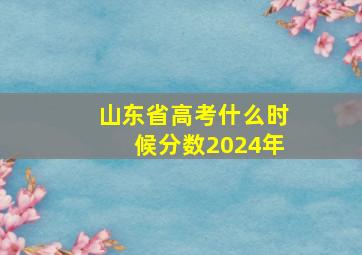 山东省高考什么时候分数2024年