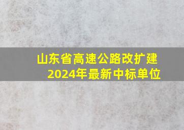 山东省高速公路改扩建2024年最新中标单位