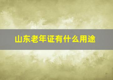 山东老年证有什么用途