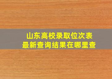 山东高校录取位次表最新查询结果在哪里查