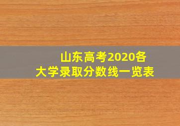 山东高考2020各大学录取分数线一览表