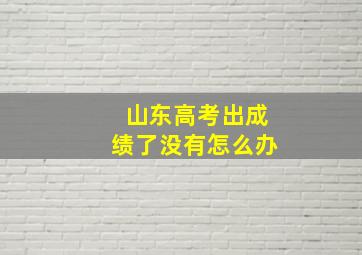 山东高考出成绩了没有怎么办