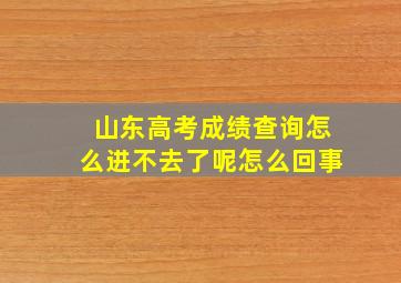 山东高考成绩查询怎么进不去了呢怎么回事