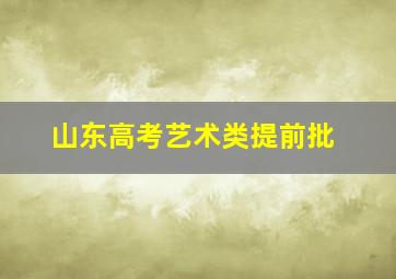 山东高考艺术类提前批