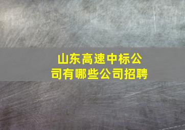 山东高速中标公司有哪些公司招聘