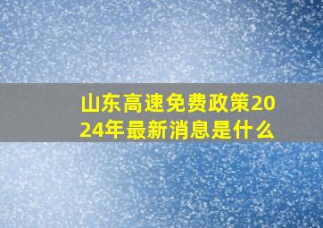 山东高速免费政策2024年最新消息是什么