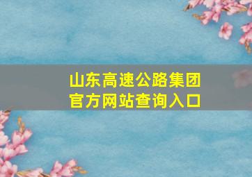 山东高速公路集团官方网站查询入口