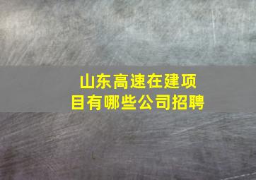 山东高速在建项目有哪些公司招聘