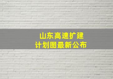 山东高速扩建计划图最新公布