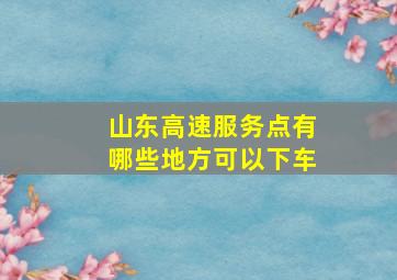 山东高速服务点有哪些地方可以下车