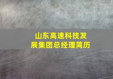 山东高速科技发展集团总经理简历