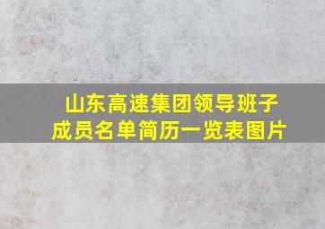 山东高速集团领导班子成员名单简历一览表图片