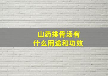 山药排骨汤有什么用途和功效