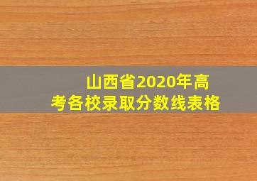 山西省2020年高考各校录取分数线表格