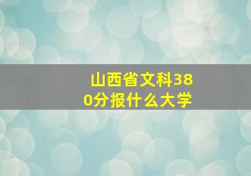 山西省文科380分报什么大学