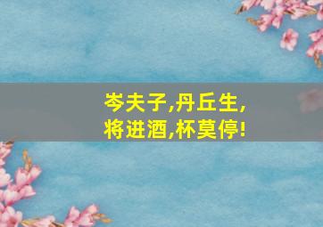 岑夫子,丹丘生,将进酒,杯莫停!