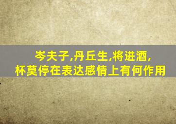 岑夫子,丹丘生,将进酒,杯莫停在表达感情上有何作用