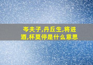 岑夫子,丹丘生,将进酒,杯莫停是什么意思