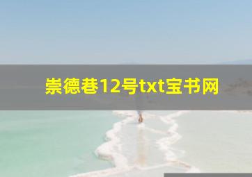 崇德巷12号txt宝书网