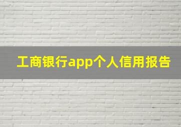 工商银行app个人信用报告