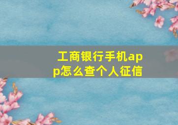 工商银行手机app怎么查个人征信