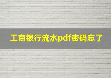 工商银行流水pdf密码忘了