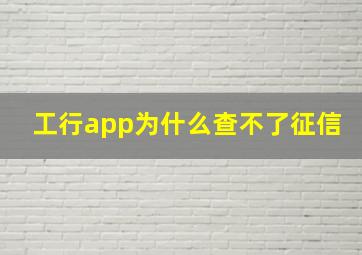 工行app为什么查不了征信