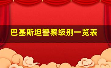 巴基斯坦警察级别一览表