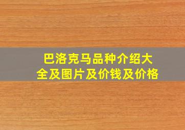 巴洛克马品种介绍大全及图片及价钱及价格