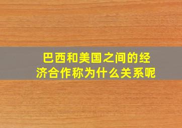 巴西和美国之间的经济合作称为什么关系呢