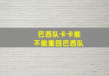 巴西队卡卡能不能重回巴西队