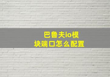 巴鲁夫io模块端口怎么配置