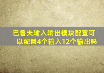 巴鲁夫输入输出模块配置可以配置4个输入12个输出吗