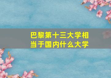 巴黎第十三大学相当于国内什么大学