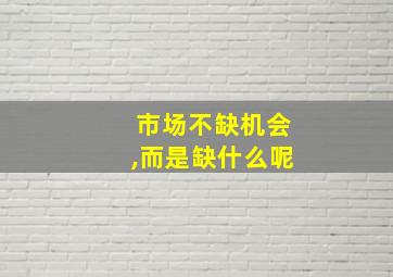 市场不缺机会,而是缺什么呢