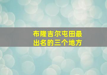 布隆吉尔屯田最出名的三个地方