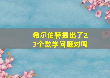 希尔伯特提出了23个数学问题对吗