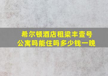 希尔顿酒店租梁丰壹号公寓吗能住吗多少钱一晚